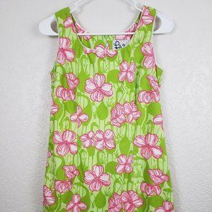 Lilly Pulitzer Floral Green Pink Cotton Sleeveless